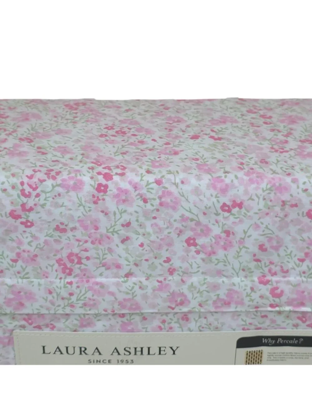 Laura Ashley Cotton Percale King Sheet Set With Ruffle Hem Leona Flower Pink